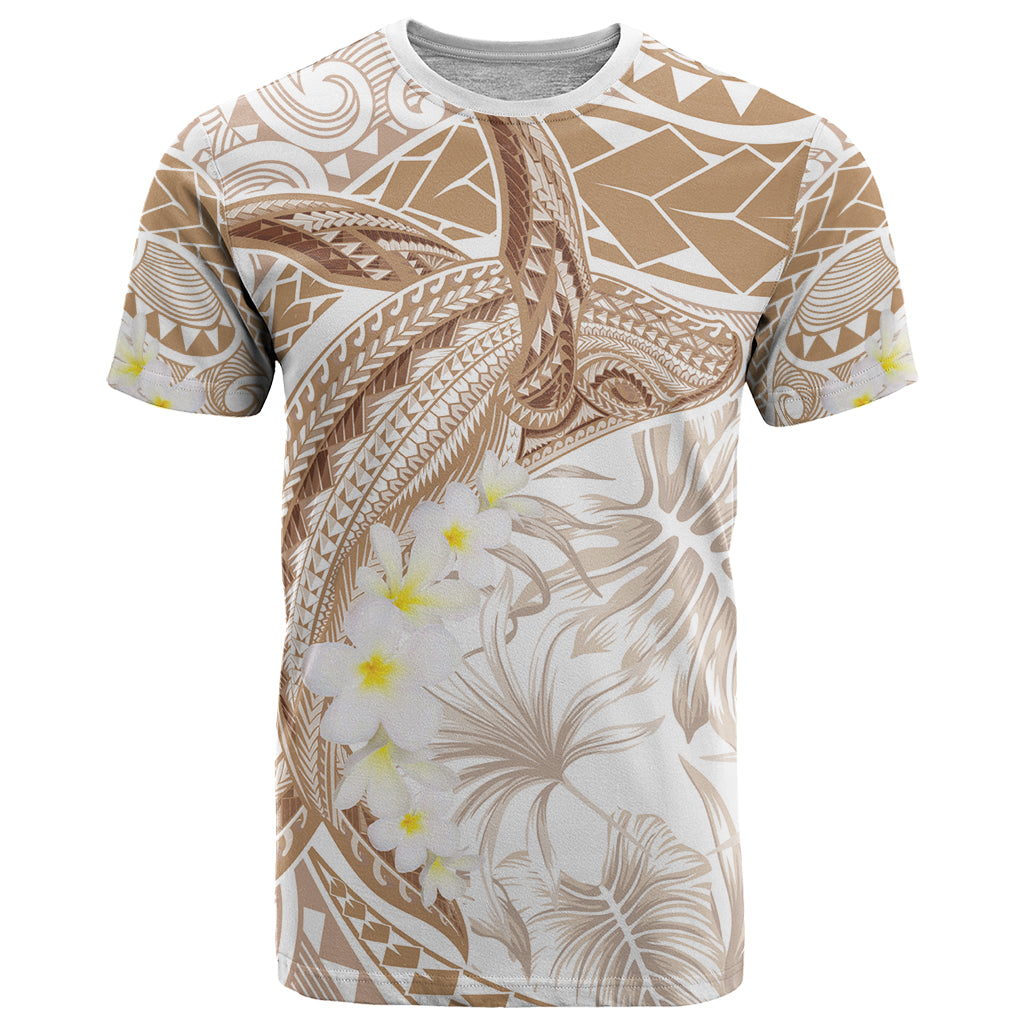 Polynesia Humpback Whale T Shirt Tropical Plumeria Beige LT7 Beige - Polynesian Pride