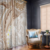 Polynesia Humpback Whale Window Curtain Tropical Plumeria Beige LT7 - Polynesian Pride