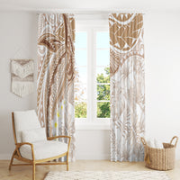 Polynesia Humpback Whale Window Curtain Tropical Plumeria Beige LT7 - Polynesian Pride