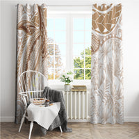 Polynesia Humpback Whale Window Curtain Tropical Plumeria Beige LT7 - Polynesian Pride