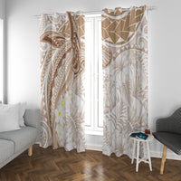 Polynesia Humpback Whale Window Curtain Tropical Plumeria Beige LT7 With Grommets Beige - Polynesian Pride