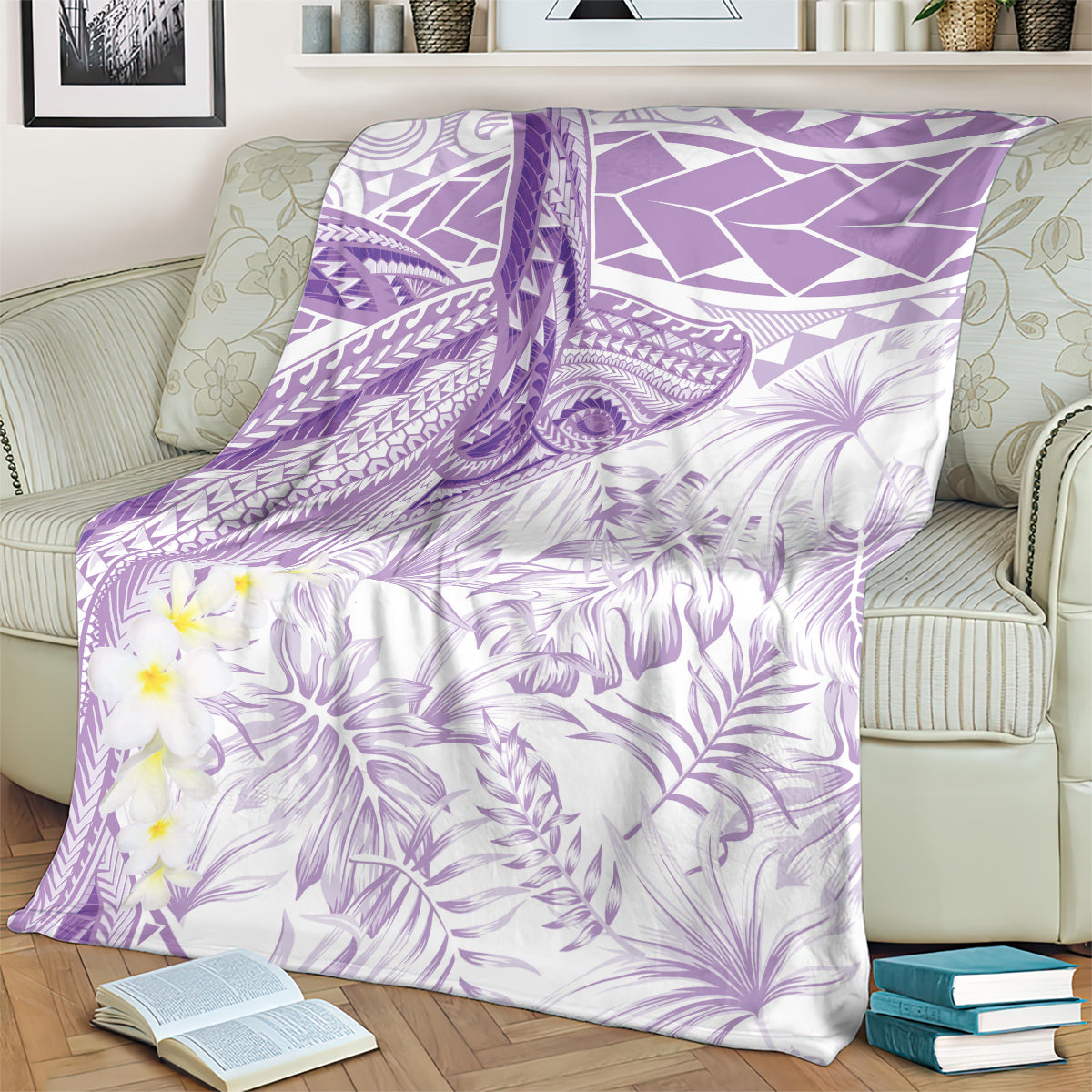 Polynesia Humpback Whale Blanket Tropical Plumeria Lavender LT7 - Polynesian Pride