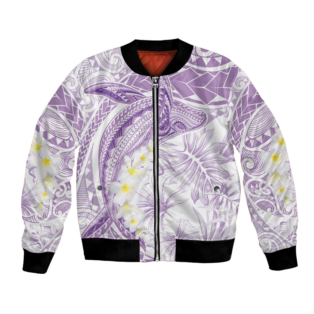 Polynesia Humpback Whale Bomber Jacket Tropical Plumeria Lavender LT7 Unisex Lavender - Polynesian Pride