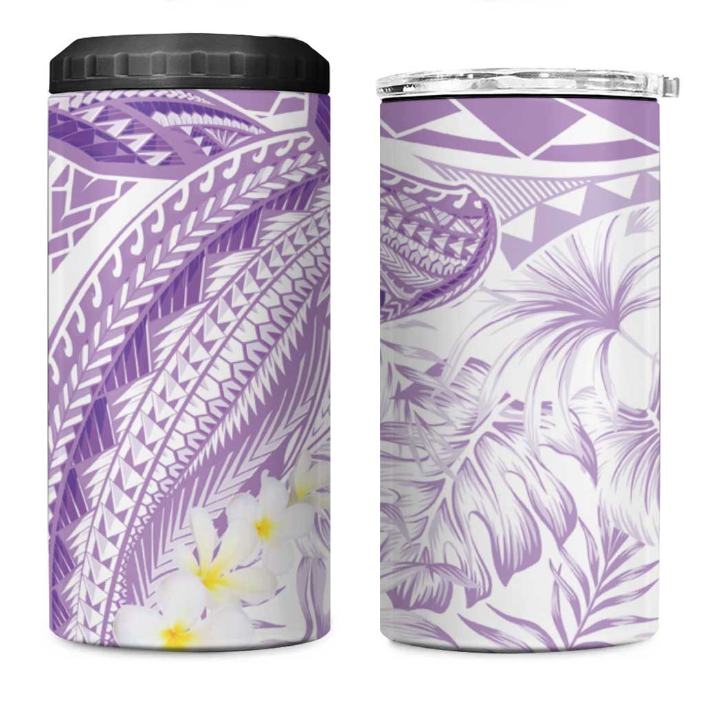 Polynesia Humpback Whale 4 in 1 Can Cooler Tumbler Tropical Plumeria Lavender