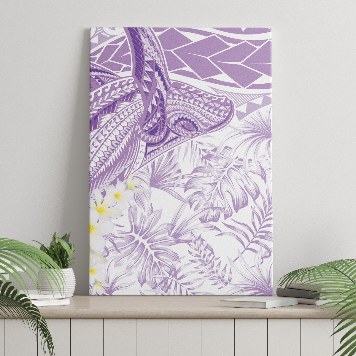 Polynesia Humpback Whale Canvas Wall Art Tropical Plumeria Lavender LT7 - Polynesian Pride