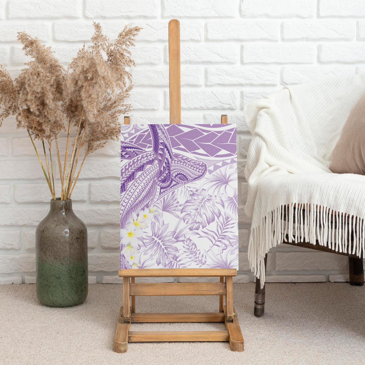 Polynesia Humpback Whale Canvas Wall Art Tropical Plumeria Lavender LT7 - Polynesian Pride