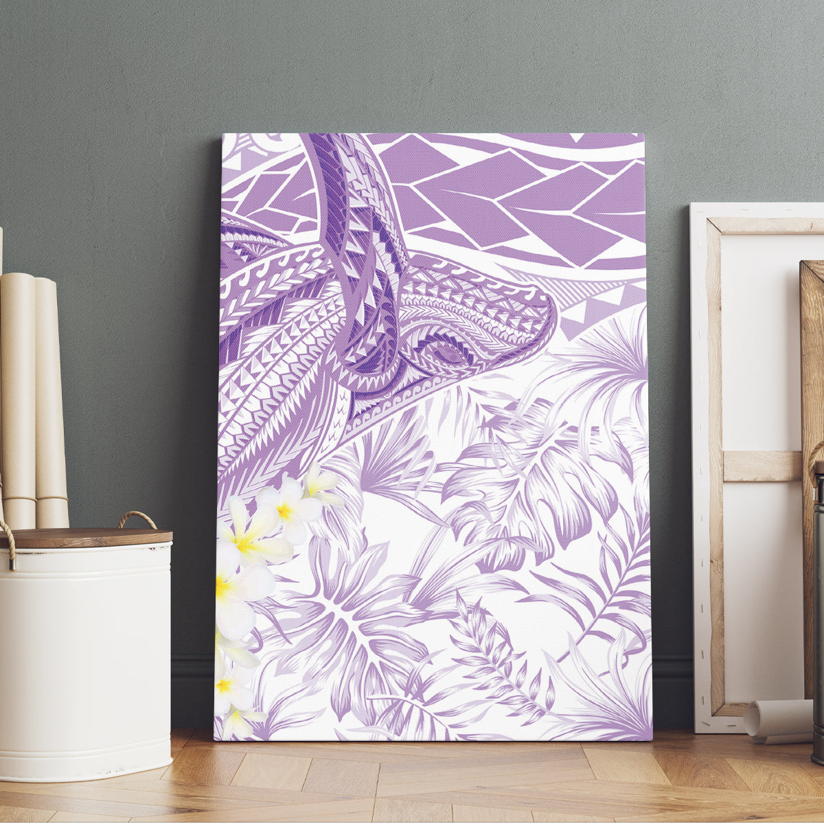 Polynesia Humpback Whale Canvas Wall Art Tropical Plumeria Lavender LT7 - Polynesian Pride