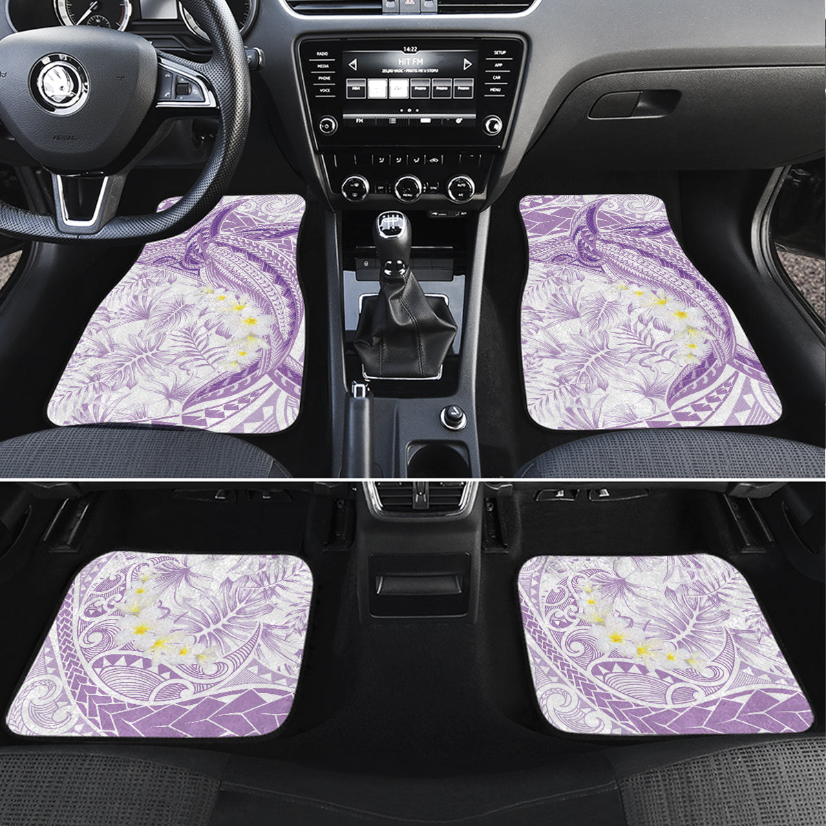 Polynesia Humpback Whale Car Mats Tropical Plumeria Lavender LT7 Set 4pcs Lavender - Polynesian Pride
