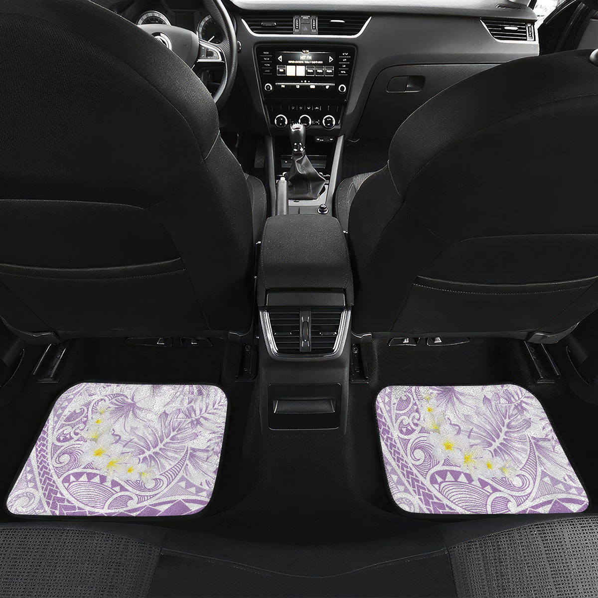 Polynesia Humpback Whale Car Mats Tropical Plumeria Lavender LT7 Set 2pcs - Back Lavender - Polynesian Pride