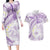 Polynesia Humpback Whale Couples Matching Long Sleeve Bodycon Dress and Hawaiian Shirt Tropical Plumeria Lavender