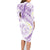 Polynesia Humpback Whale Family Matching Long Sleeve Bodycon Dress and Hawaiian Shirt Tropical Plumeria Lavender