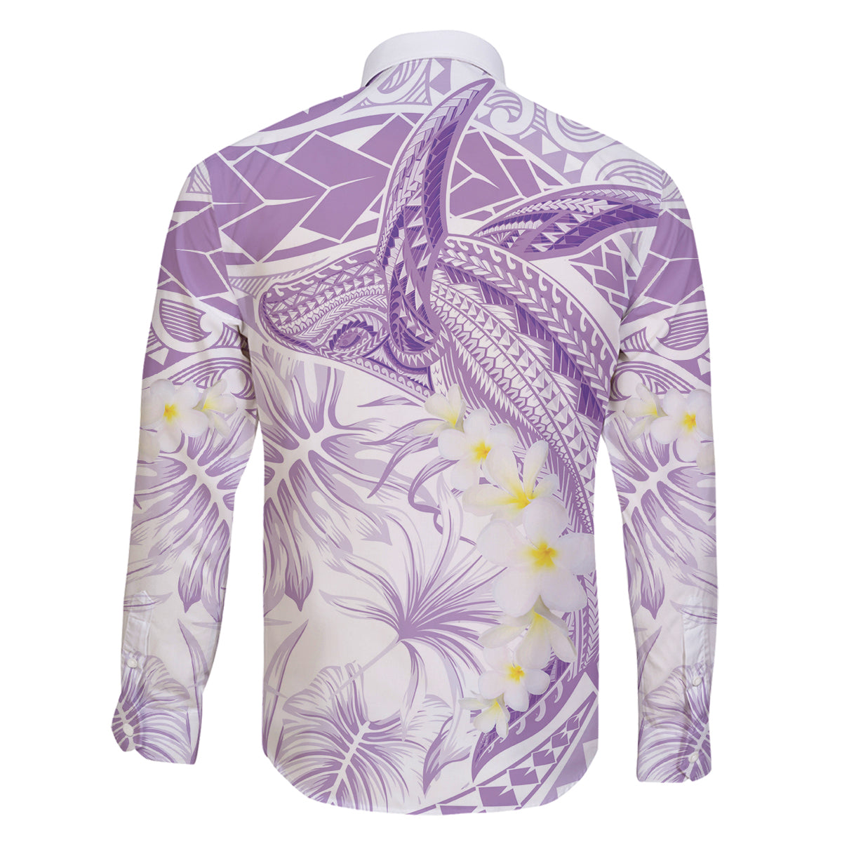 Polynesia Humpback Whale Family Matching Off Shoulder Short Dress and Hawaiian Shirt Tropical Plumeria Lavender LT7 - Polynesian Pride