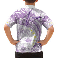 Polynesia Humpback Whale Family Matching Puletasi and Hawaiian Shirt Tropical Plumeria Lavender LT7 - Polynesian Pride