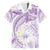 Polynesia Humpback Whale Family Matching Short Sleeve Bodycon Dress and Hawaiian Shirt Tropical Plumeria Lavender