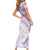 Polynesia Humpback Whale Family Matching Short Sleeve Bodycon Dress and Hawaiian Shirt Tropical Plumeria Lavender