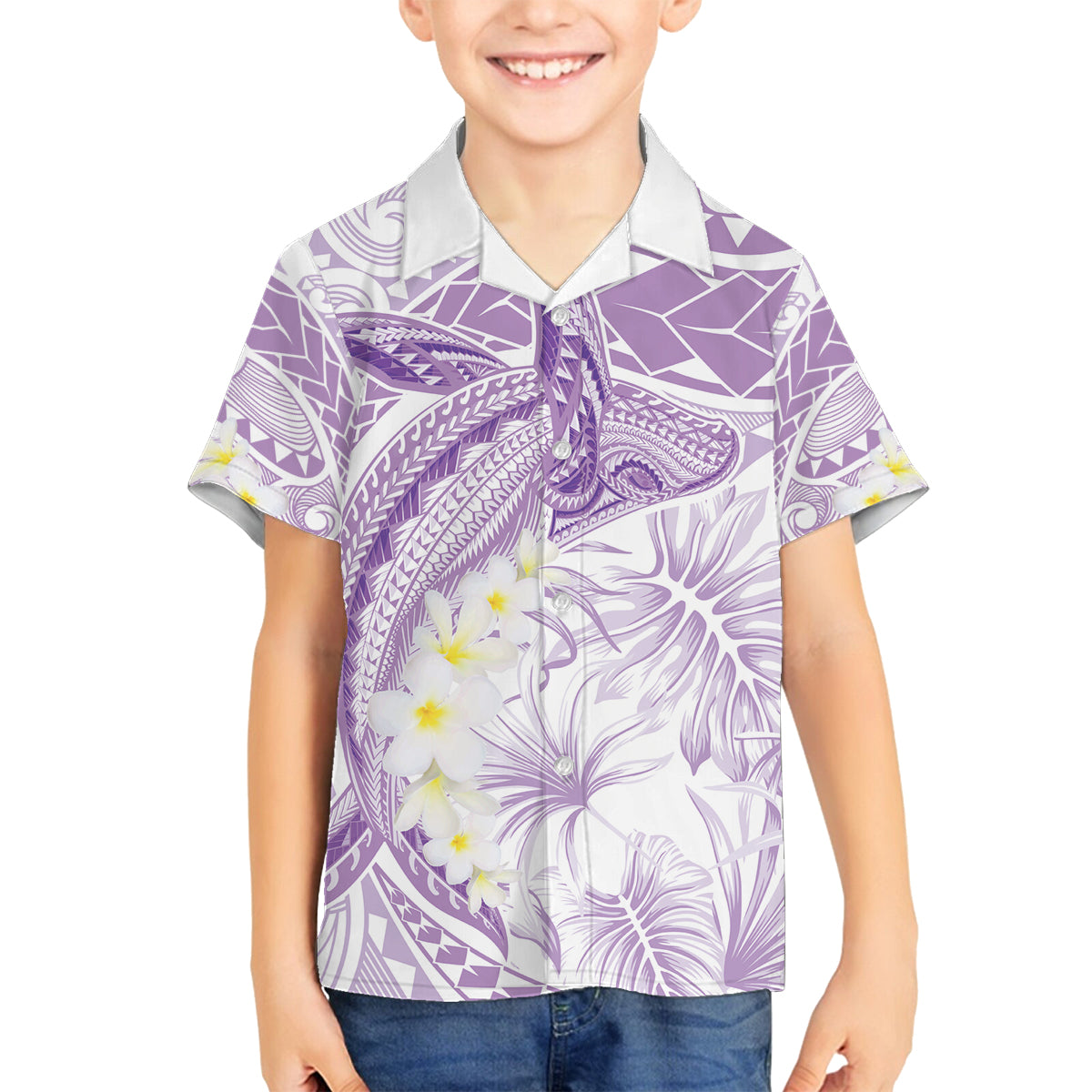Polynesia Humpback Whale Family Matching Summer Maxi Dress and Hawaiian Shirt Tropical Plumeria Lavender