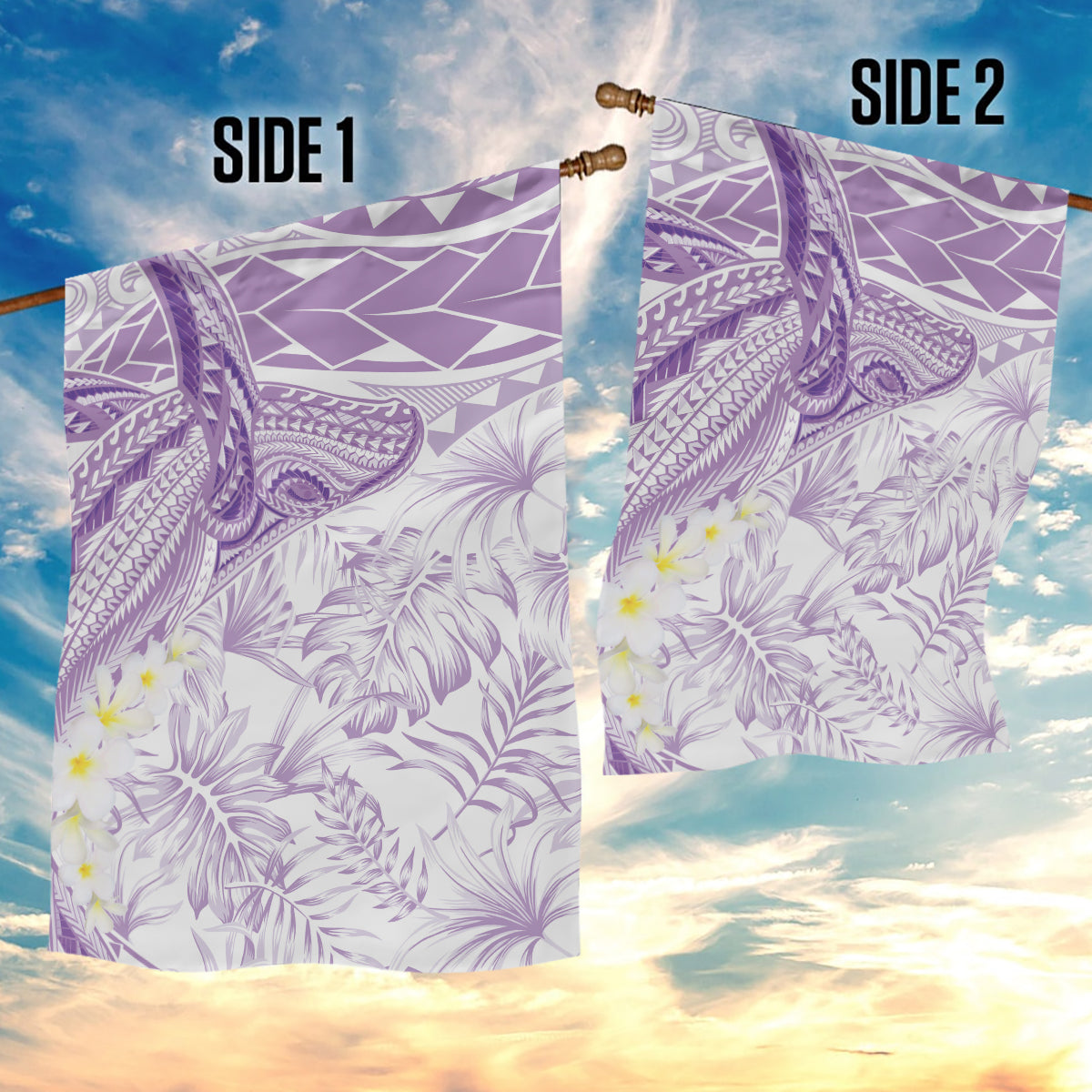 Polynesia Humpback Whale Garden Flag Tropical Plumeria Lavender LT7 - Polynesian Pride
