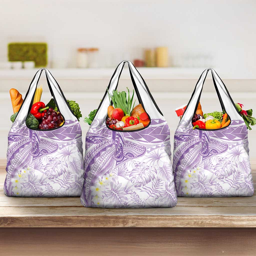 Polynesia Humpback Whale Grocery Bag Tropical Plumeria Lavender LT7 3-pack One Size Lavender - Polynesian Pride