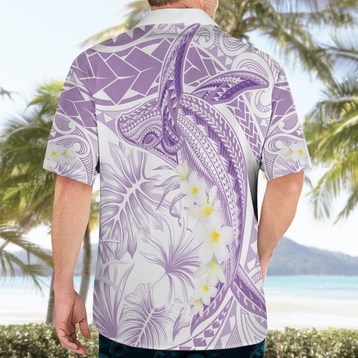Polynesia Humpback Whale Hawaiian Shirt Tropical Plumeria Lavender LT7 - Polynesian Pride
