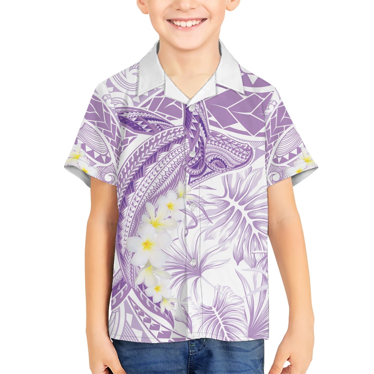 Polynesia Humpback Whale Hawaiian Shirt Tropical Plumeria Lavender LT7 - Polynesian Pride