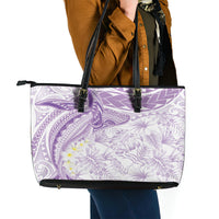 Polynesia Humpback Whale Leather Tote Bag Tropical Plumeria Lavender LT7 - Polynesian Pride