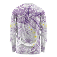 Polynesia Humpback Whale Long Sleeve Shirt Tropical Plumeria Lavender