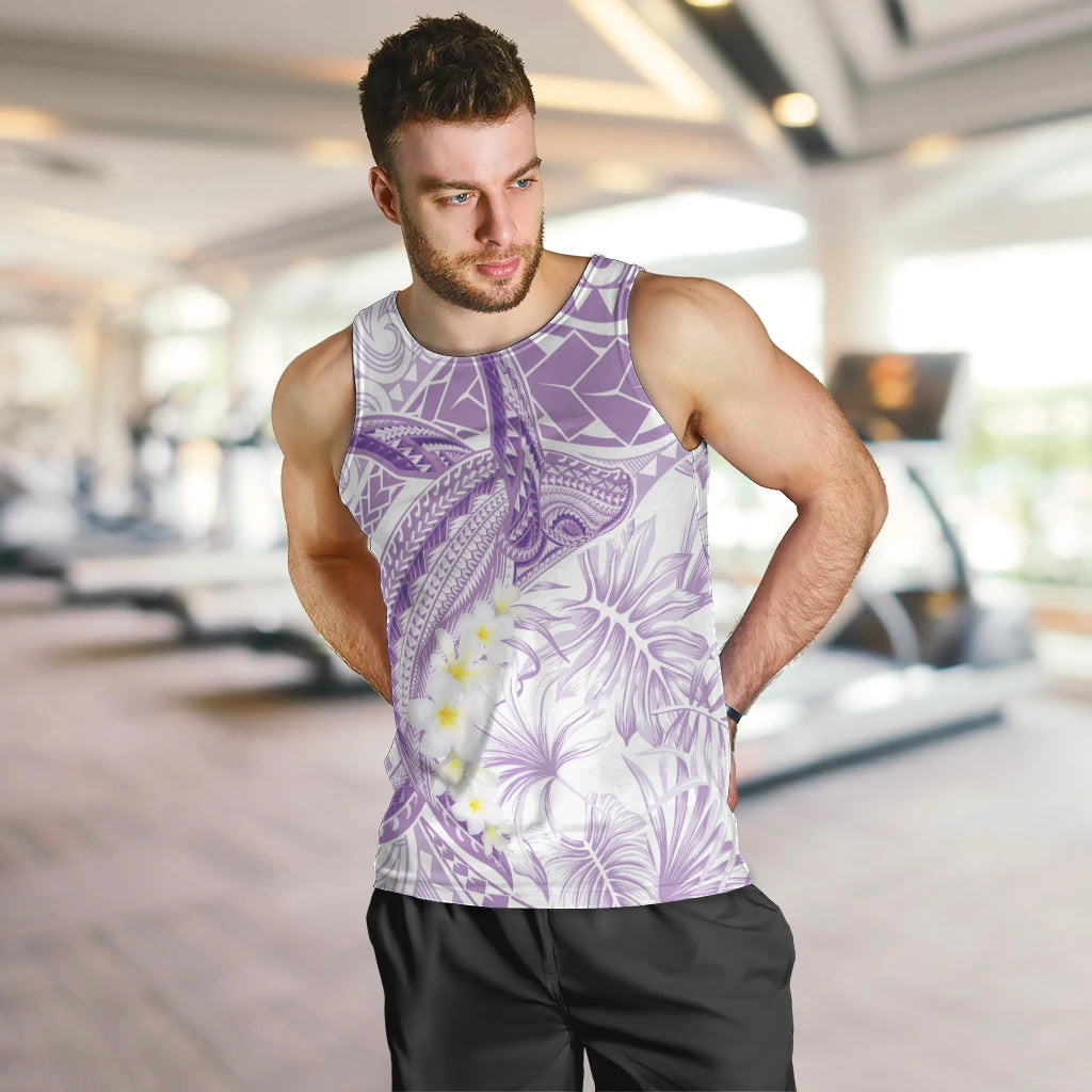 Polynesia Humpback Whale Men Tank Top Tropical Plumeria Lavender LT7 Lavender - Polynesian Pride