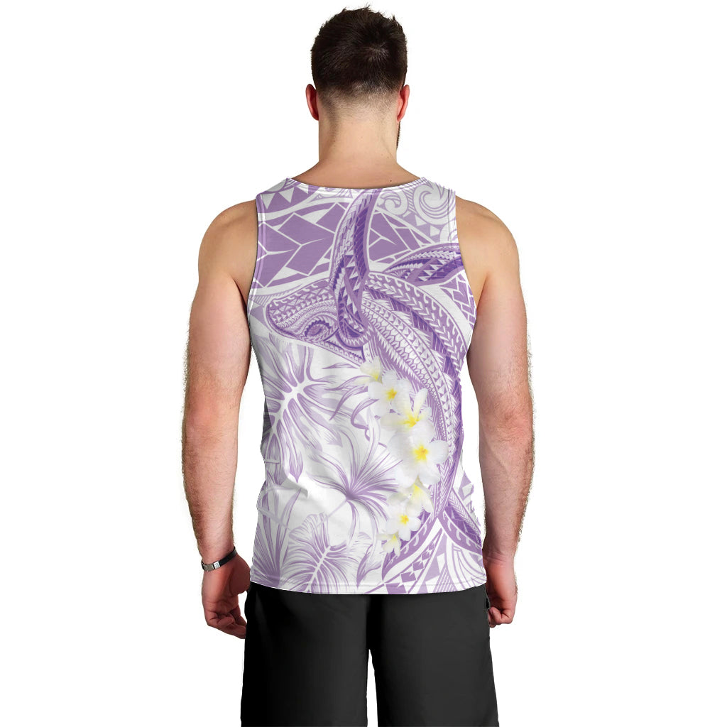 Polynesia Humpback Whale Men Tank Top Tropical Plumeria Lavender LT7 - Polynesian Pride