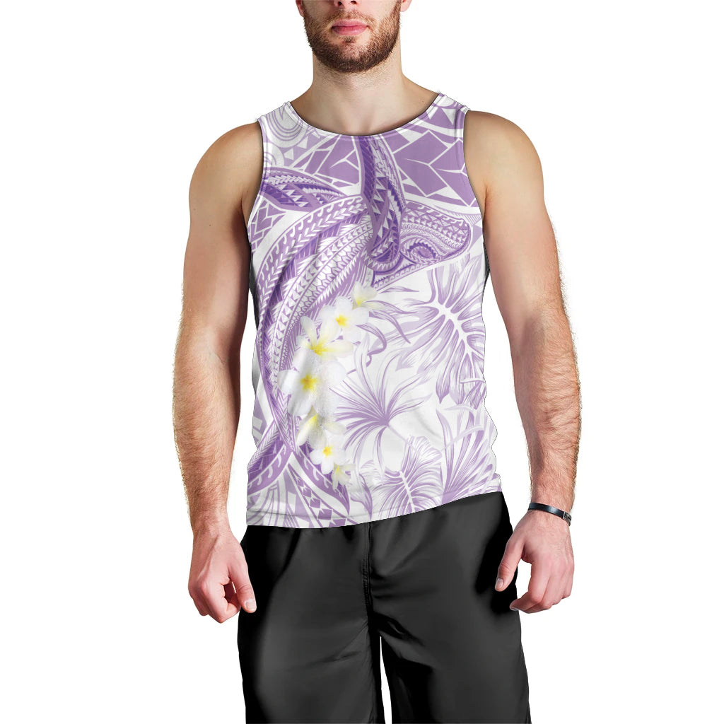 Polynesia Humpback Whale Men Tank Top Tropical Plumeria Lavender LT7 - Polynesian Pride