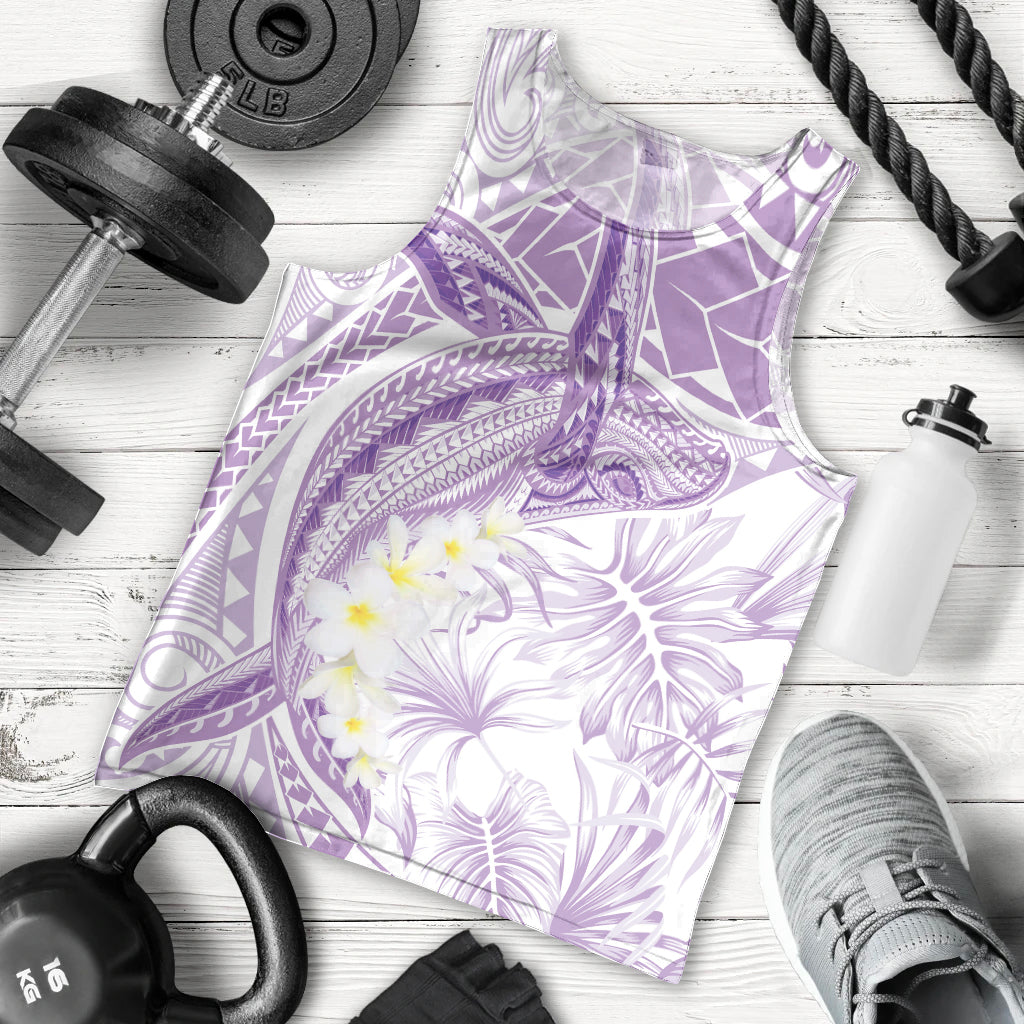 Polynesia Humpback Whale Men Tank Top Tropical Plumeria Lavender LT7 - Polynesian Pride