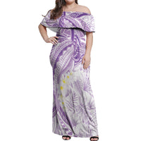 Polynesia Humpback Whale Off Shoulder Maxi Dress Tropical Plumeria Lavender LT7 Women Lavender - Polynesian Pride