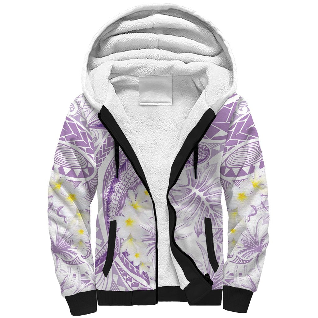 Polynesia Humpback Whale Sherpa Hoodie Tropical Plumeria Lavender LT7 Unisex Lavender - Polynesian Pride