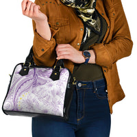 Polynesia Humpback Whale Shoulder Handbag Tropical Plumeria Lavender