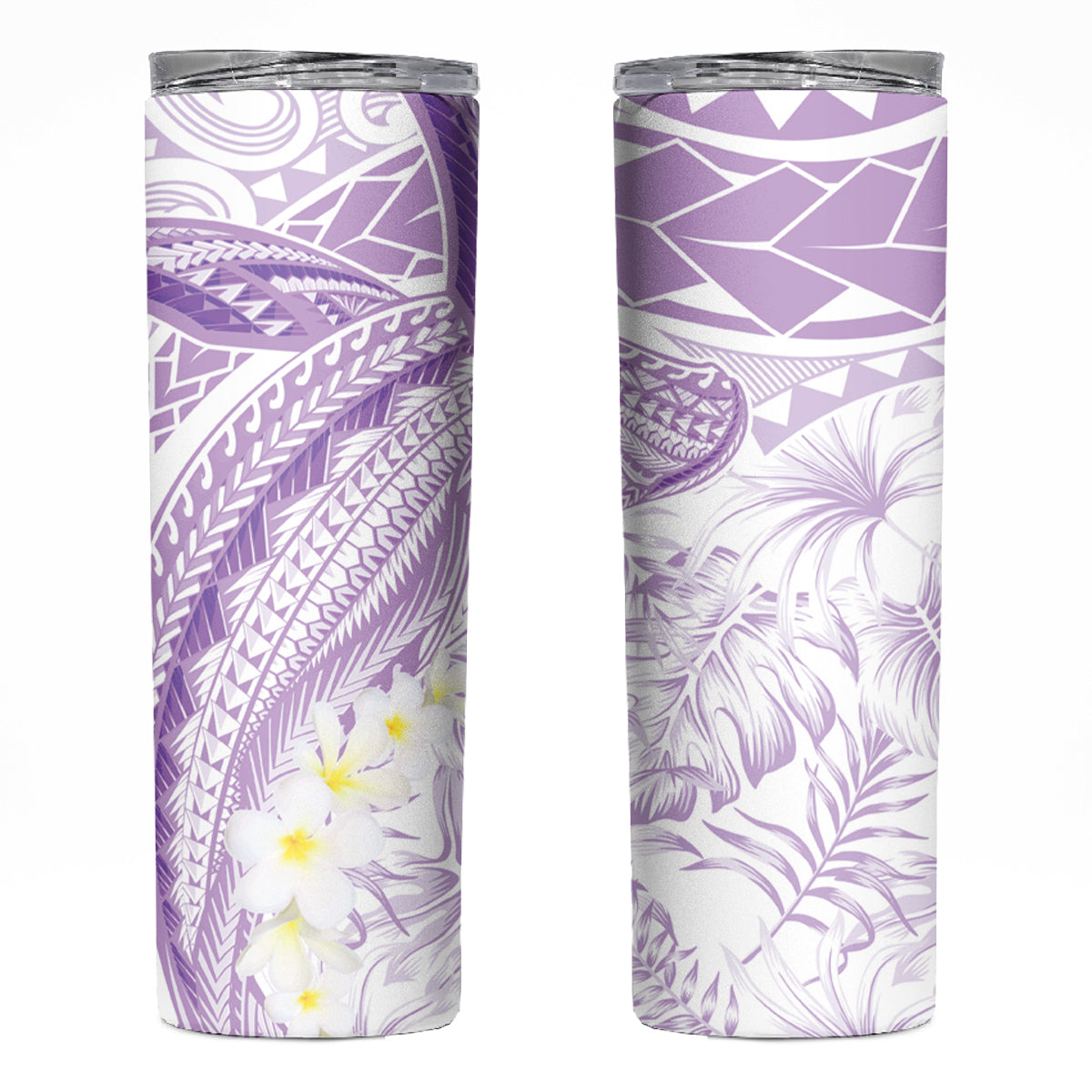 Polynesia Humpback Whale Skinny Tumbler Tropical Plumeria Lavender