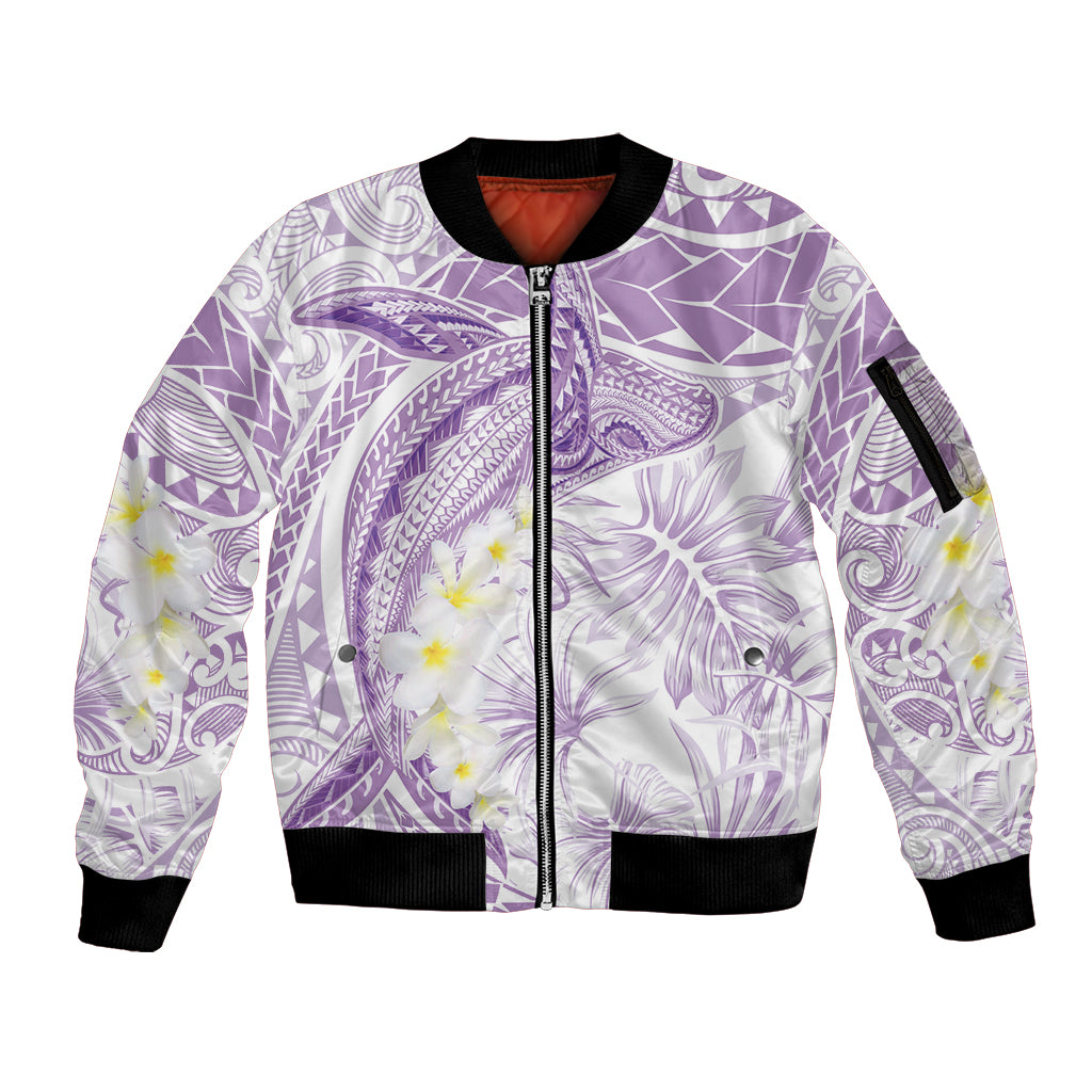 Polynesia Humpback Whale Sleeve Zip Bomber Jacket Tropical Plumeria Lavender LT7 Unisex Lavender - Polynesian Pride