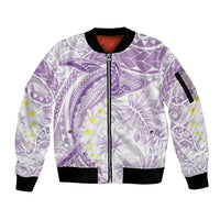 Polynesia Humpback Whale Sleeve Zip Bomber Jacket Tropical Plumeria Lavender LT7 Unisex Lavender - Polynesian Pride