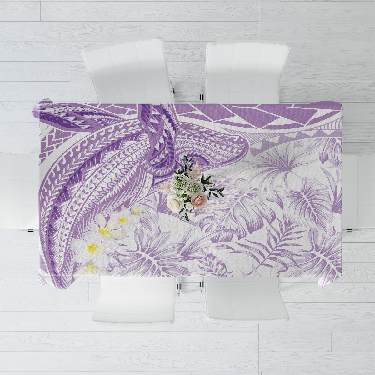 Polynesia Humpback Whale Tablecloth Tropical Plumeria Lavender LT7 Lavender - Polynesian Pride
