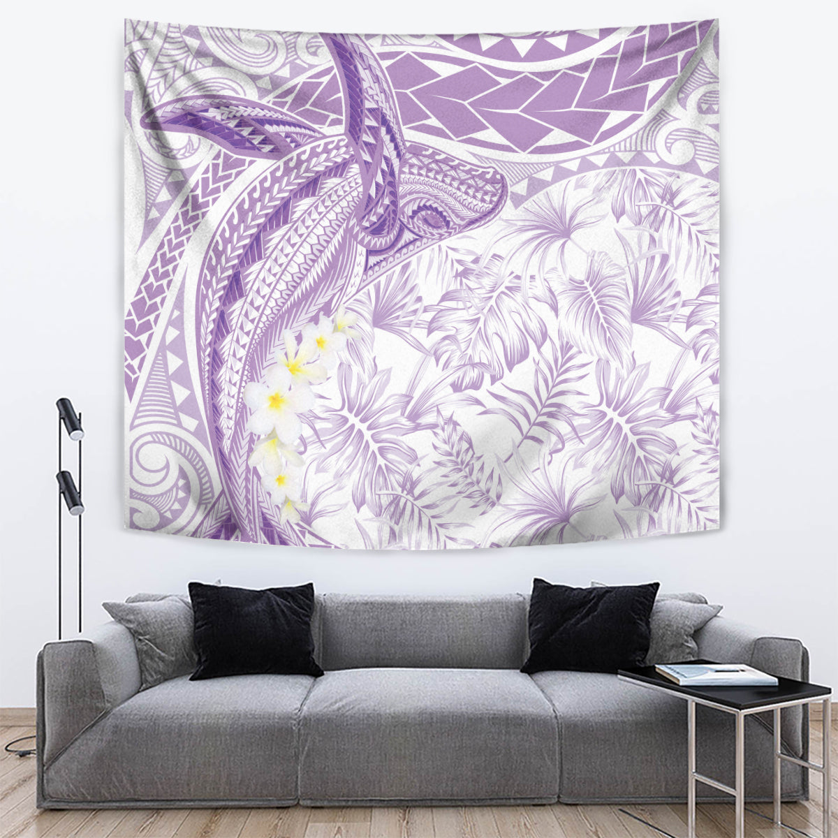 Polynesia Humpback Whale Tapestry Tropical Plumeria Lavender LT7 Lavender - Polynesian Pride