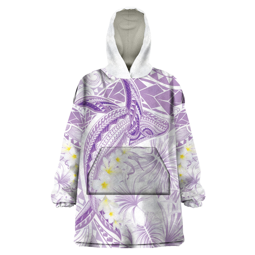Polynesia Humpback Whale Wearable Blanket Hoodie Tropical Plumeria Lavender LT7 One Size Lavender - Polynesian Pride