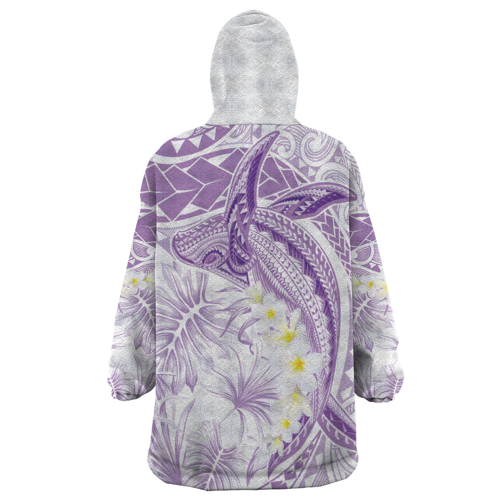 Polynesia Humpback Whale Wearable Blanket Hoodie Tropical Plumeria Lavender LT7 - Polynesian Pride