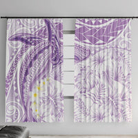 Polynesia Humpback Whale Window Curtain Tropical Plumeria Lavender LT7 With Hooks Lavender - Polynesian Pride