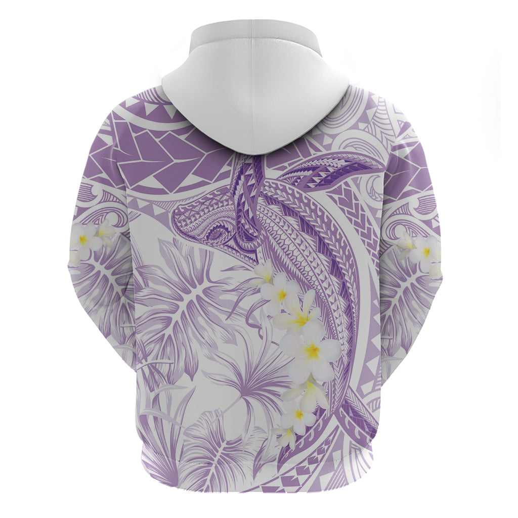 Polynesia Humpback Whale Zip Hoodie Tropical Plumeria Lavender