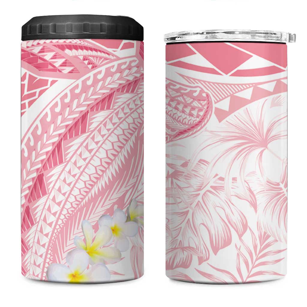 Polynesia Humpback Whale 4 in 1 Can Cooler Tumbler Tropical Plumeria Pink