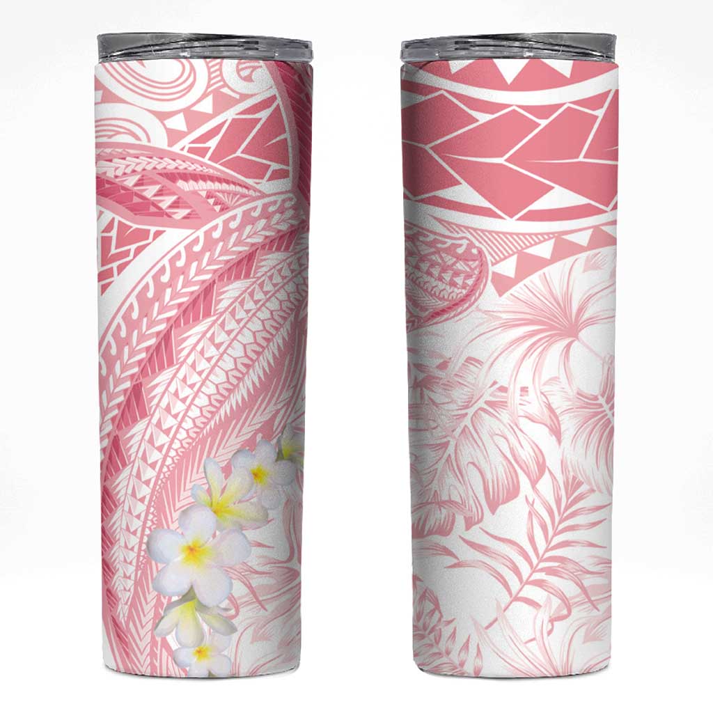 Polynesia Humpback Whale Skinny Tumbler Tropical Plumeria Pink