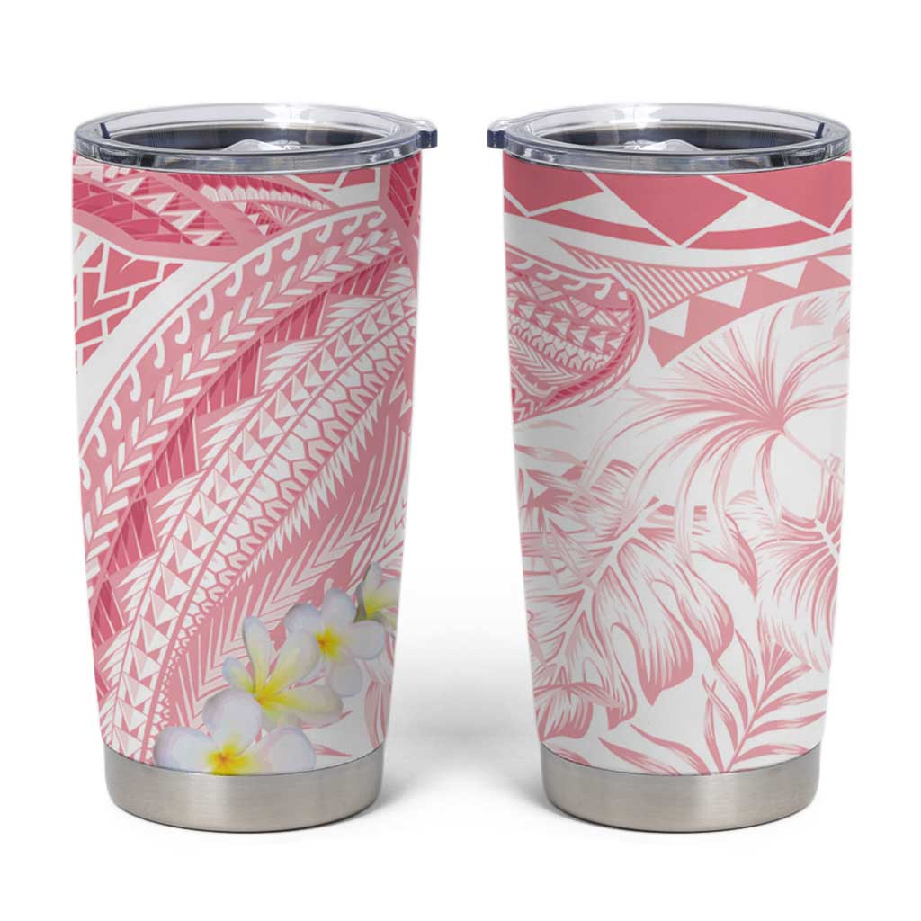 Polynesia Humpback Whale Tumbler Cup Tropical Plumeria Pink