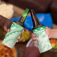 Polynesia Humpback Whale 4 in 1 Can Cooler Tumbler Tropical Plumeria Emerald