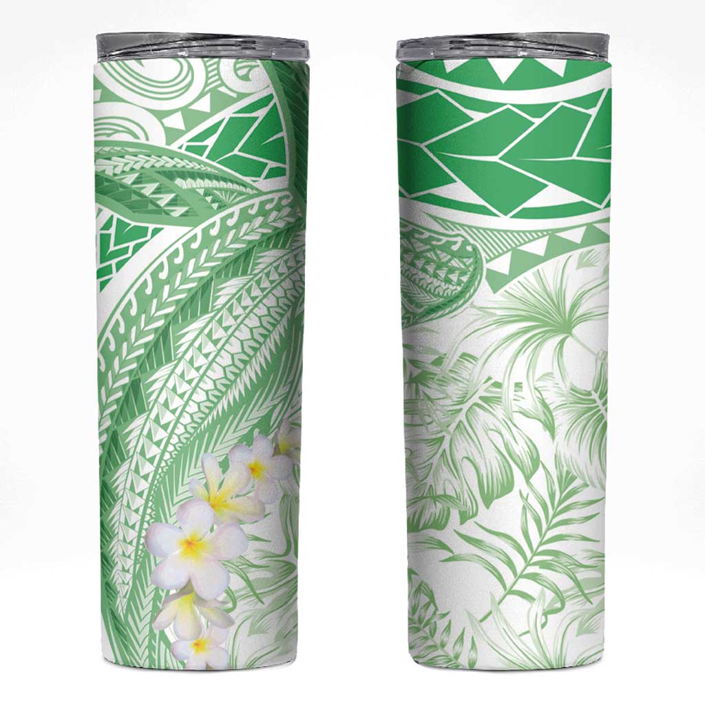 Polynesia Humpback Whale Skinny Tumbler Tropical Plumeria Emerald LT7 Green - Polynesian Pride