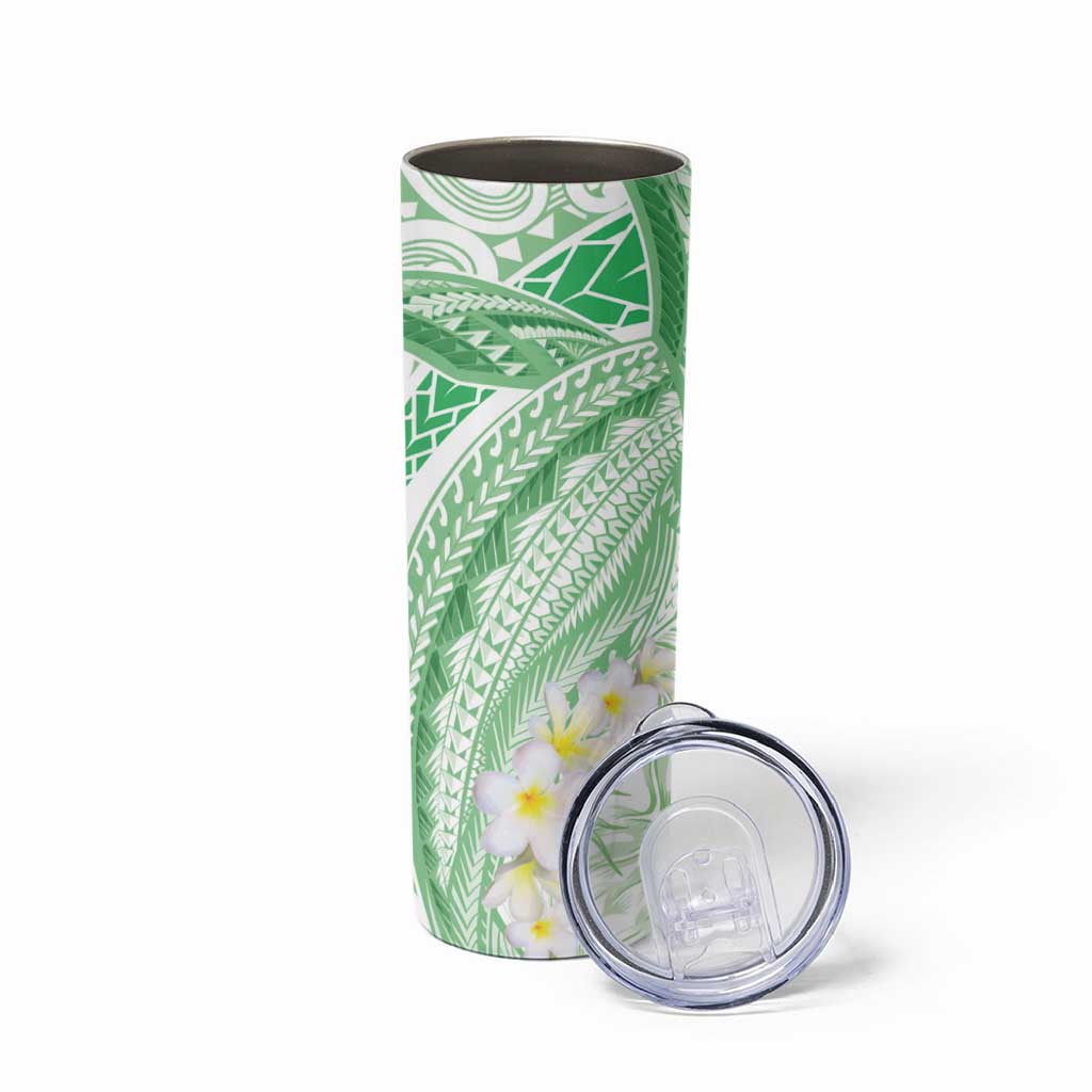 Polynesia Humpback Whale Skinny Tumbler Tropical Plumeria Emerald LT7 - Polynesian Pride
