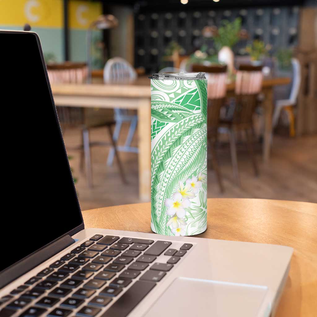 Polynesia Humpback Whale Skinny Tumbler Tropical Plumeria Emerald LT7 - Polynesian Pride