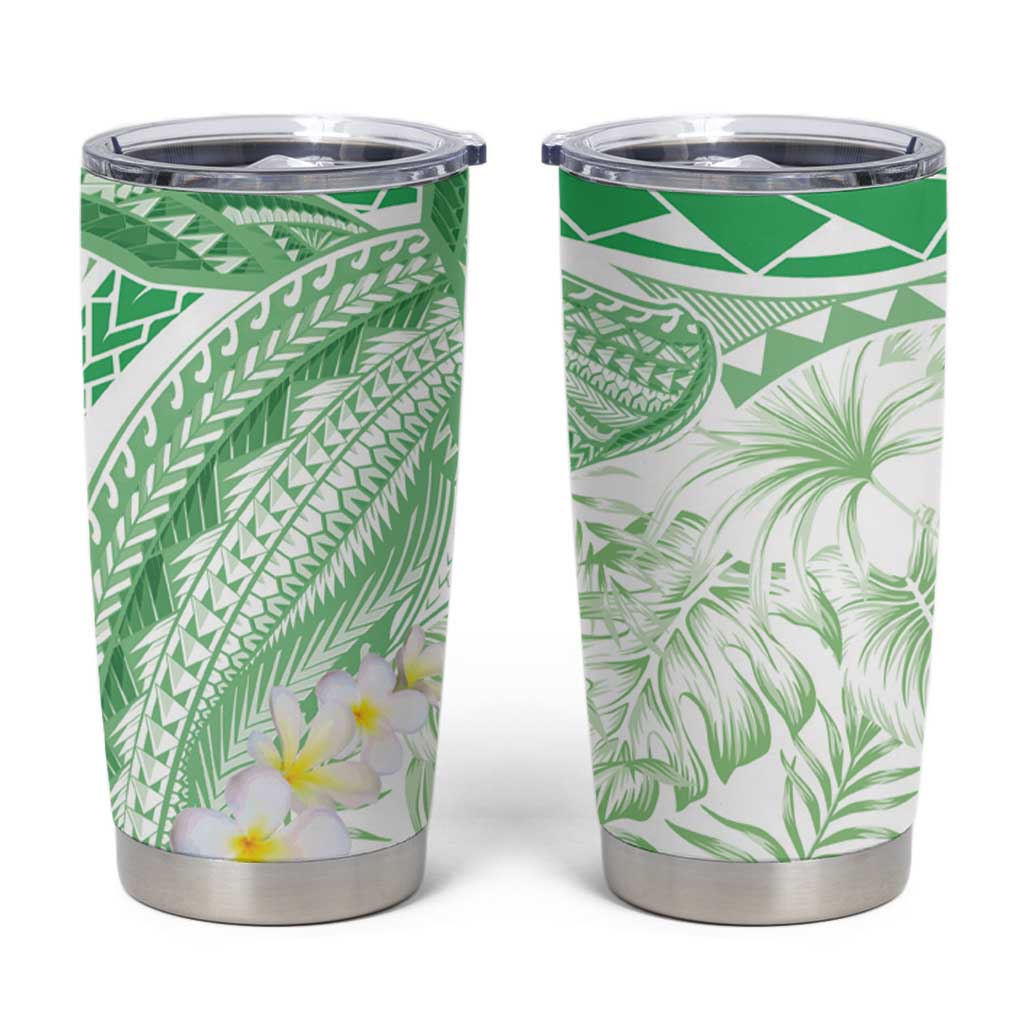 Polynesia Humpback Whale Tumbler Cup Tropical Plumeria Emerald